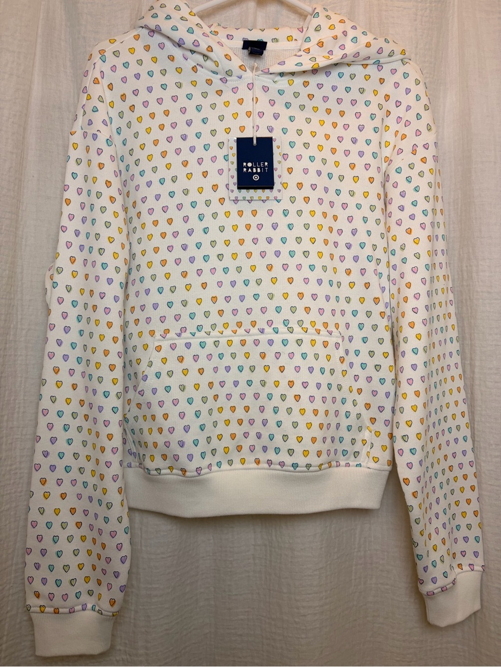 NWT Roller Rabbit x Target Disco Hearts Wave Hoodie White Multi